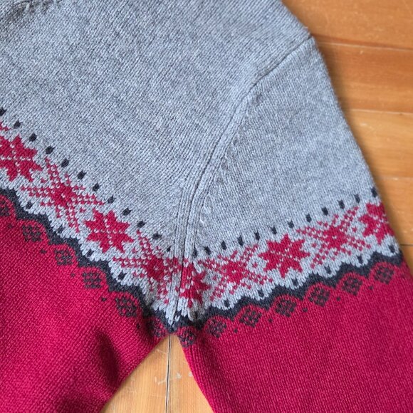 Woolrich-100% Lambswool Ruby and Gray Woolrich Sweater - Picture 4 of 7